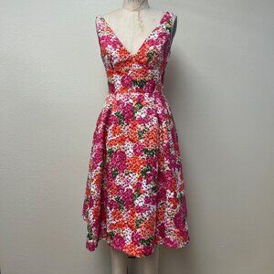 EUC Monique Lhuillier Embroidered Floral Riona Pink Tank Dress Size 4 $288